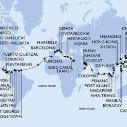itinéraire MSC tour du monde 2021