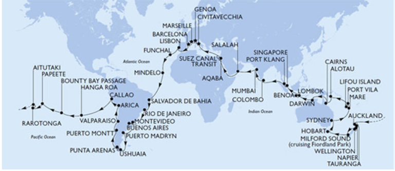 Croisière tour du monde MSC 2022 - tarifs, avis, disponibilités & offres