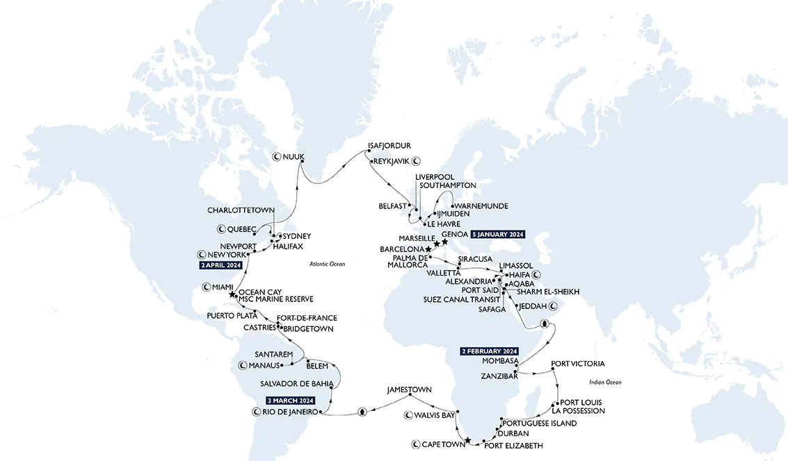 Croisière tour du monde MSC 2024 (à bord du MSC Poesia)