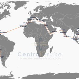 Carte détaillée de l'itinéraire de la croisière tour du monde Costa 2026